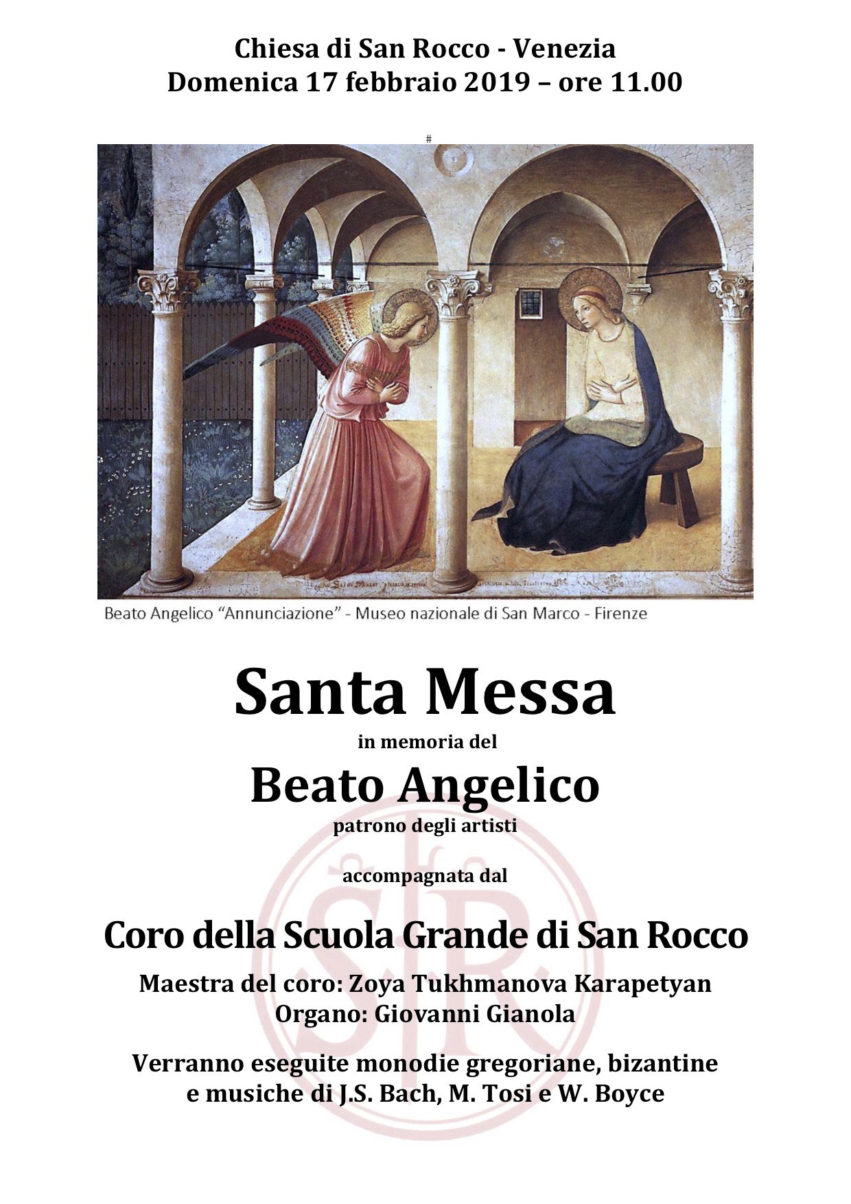 17 febbraio: Santa Messa - Scuola Grande di San Rocco